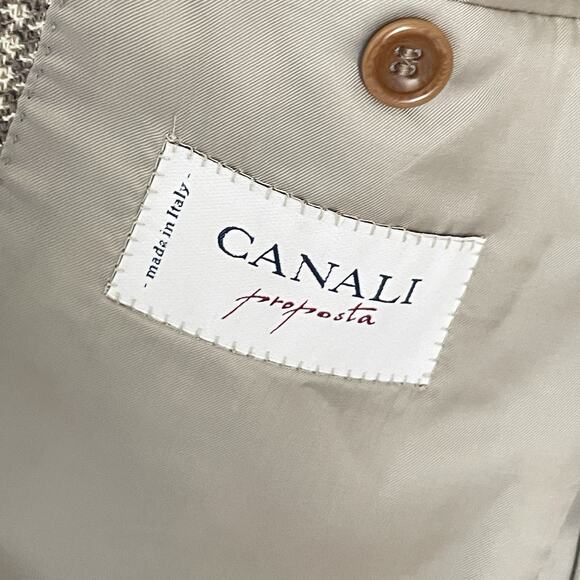 Canali Proposta Men’s 44R Brown Wool Houndstooth Sport Coat Blazer Made in Italy - Picture 11 of 15